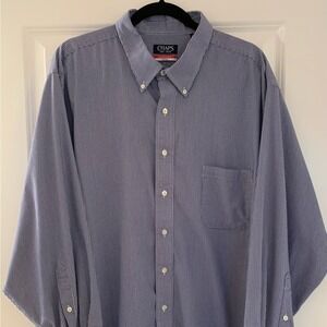 CHAPS Big Fit Comfort Stretch Button Down Long Sleeve 20 34/35 Blue White C011